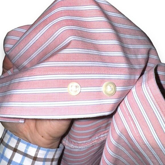 Red Striped Brooks Brothers Non-Iron Button Down Shirt M 16 - Picture 7 of 8